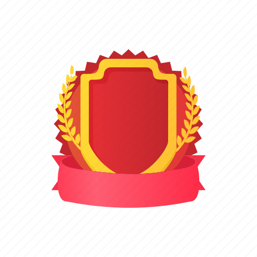 Badge, cartoon, frame, gold, laurel, ribbon, shield icon - Download on Iconfinder