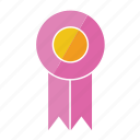 award, medal, pink, prize, ribbon, rosette, seventh