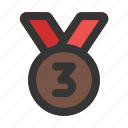 bronze, medal, third, badge, reward, award