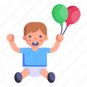 happy kid, helium, balloons, kid balloons, baby balloons