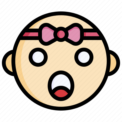 Amazed, facial, expression, emoticons, baby, girl, face icon - Download on Iconfinder
