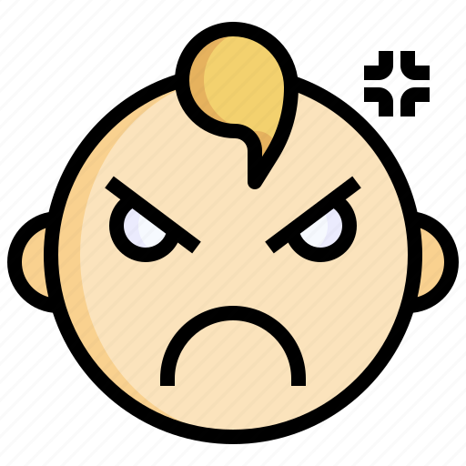 Angry, feelings, baby, boy, expressions, face icon - Download on Iconfinder