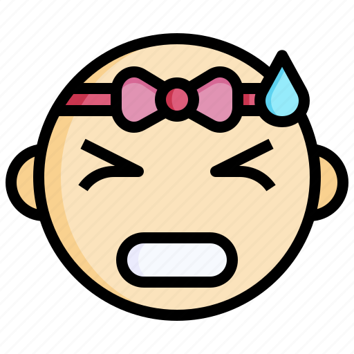Anxious, emotion, face, unhappy, emoticons, baby, girl icon - Download on Iconfinder