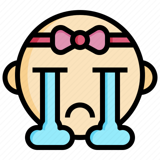 Crying, unhappy, face, baby, girl, feelings icon - Download on Iconfinder