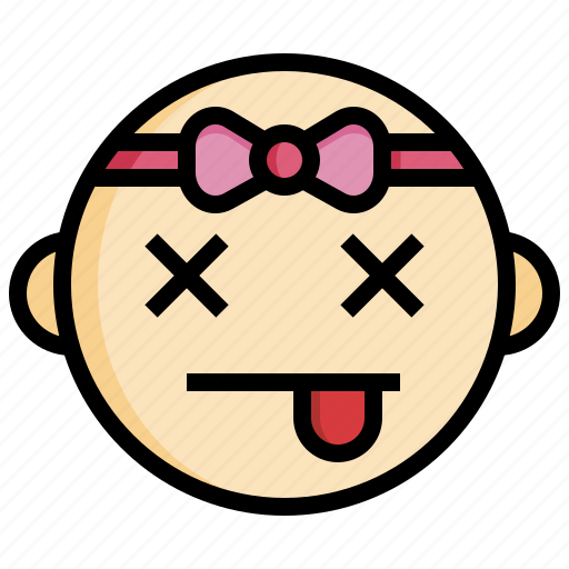 Dead, facial, expression, baby, girl, avatar, emoticon icon - Download on Iconfinder
