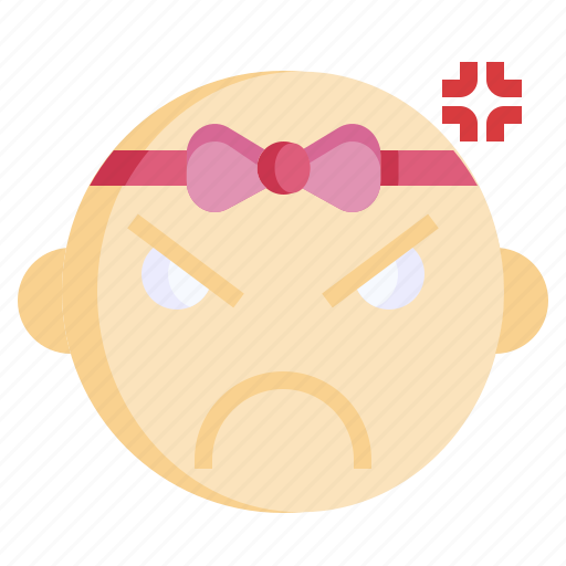 Angry, feelings, baby, girl, expressions, face icon - Download on Iconfinder