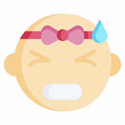 Anxious, emotion, face, unhappy, emoticons, baby, girl icon - Download on Iconfinder