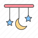 baby, bed, crescent, star