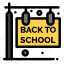 back, education, hanging, school, sign, to 
