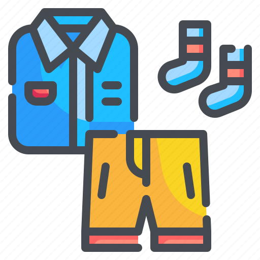 Clothes, school, shirt, shorts, socks, student, uniform icon - Download on Iconfinder