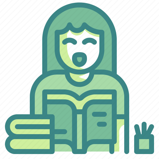 Book, education, girl, learning, reading, student, study icon - Download on Iconfinder