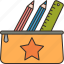 student, case, ruler, pencil, stationery 