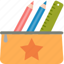 pencil, ruler, student, case, stationery