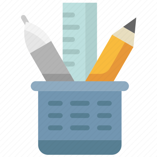 Pen, holder, stationery, pencil, ruler, equipment icon - Download on Iconfinder