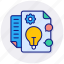 idea, bulb, creative, document, list, plan, process 