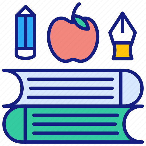 Books, reading, apple, education, history, library, study icon - Download on Iconfinder
