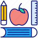 apple, book, education, knowledge, wisdom, back, to, school, learning