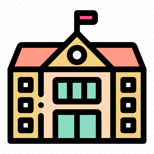 School, building, architecture, flag, university, college, elementary icon - Download on Iconfinder