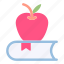 apple fruit, book, school, study, stack, knowledge, text book 