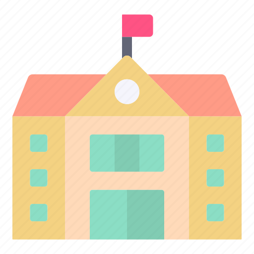 School, building, architecture, flag, university, college, elementary icon - Download on Iconfinder