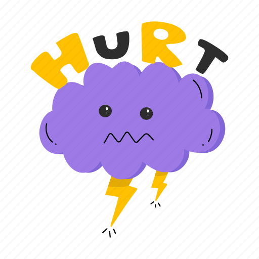 Sad cloud, thunderstorm, lightning cloud, stormy weather, electric storm sticker - Download on Iconfinder