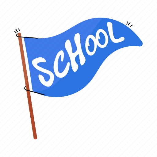 School flag, ensign, pennant, flagpole, flag sticker - Download on Iconfinder