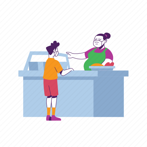 Student, canteen, food, ordering food, canteen lady, school, back to school illustration - Download on Iconfinder