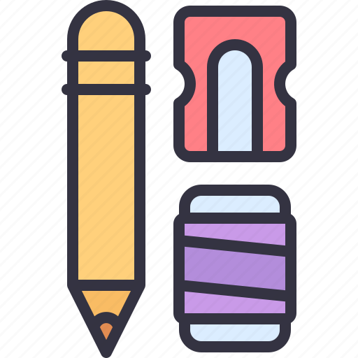 Draw, pencil, sharpener, eraser, rubber icon - Download on Iconfinder