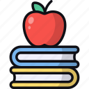 books, apple, education, school, fruit, knowledge