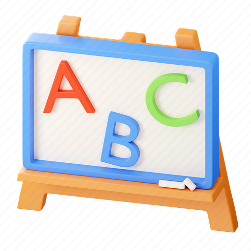 Chalkboard, alphabet, blackboard, whiteboard, presentation board 3D illustration - Download on Iconfinder