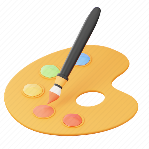 Paint, palette, brush, painting, drawing 3D illustration - Download on Iconfinder