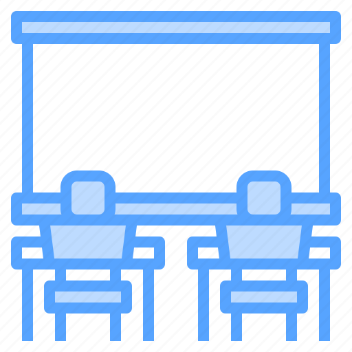 Classroom, chair, desk, board, student, white icon - Download on Iconfinder