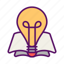 idea, lamp, book, creative, light, bulb, study