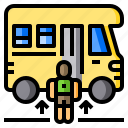 bus, go, school, road, student 