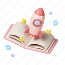 rocket, book, leaning, education, study 
