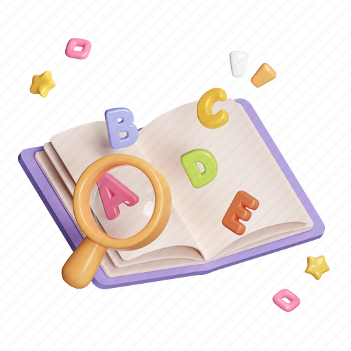 Book, education, reading, study, learning, language, alphabet 3D illustration - Download on Iconfinder