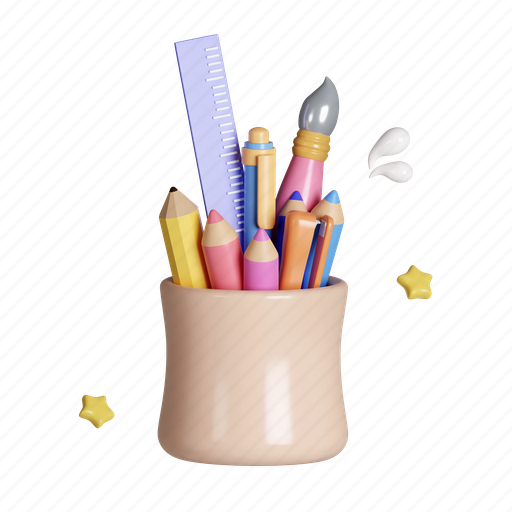 Pencil, pen, education, learning, study 3D illustration - Download on Iconfinder