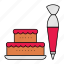 birthday cake, stack, dessert, icing nozzle, piping bag, ice cream, cake 