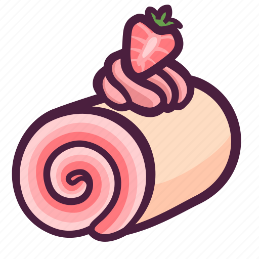 Bakery, cake, dessert, food, strawberry, swiss roll icon - Download on Iconfinder