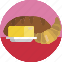 bakery, bread, butter, croissant, fresh, meal, product