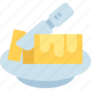 butter, knife, plate, food, milk