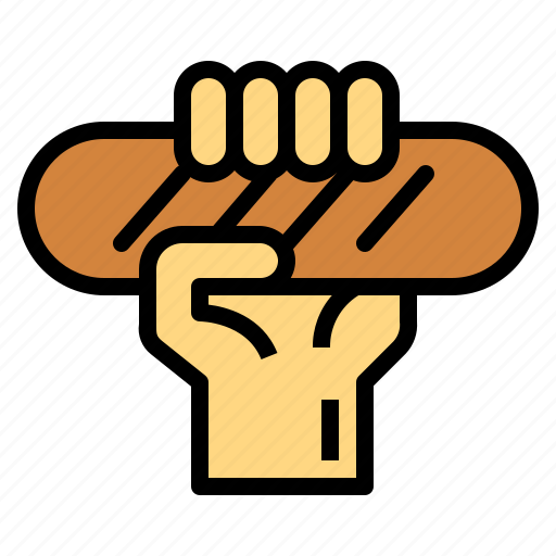 Baguette, bakery, bread, hand icon - Download on Iconfinder