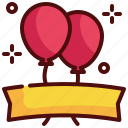 balloon, couple, fly, banner, party