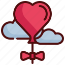 bow, balloon, flying, cloud, heart