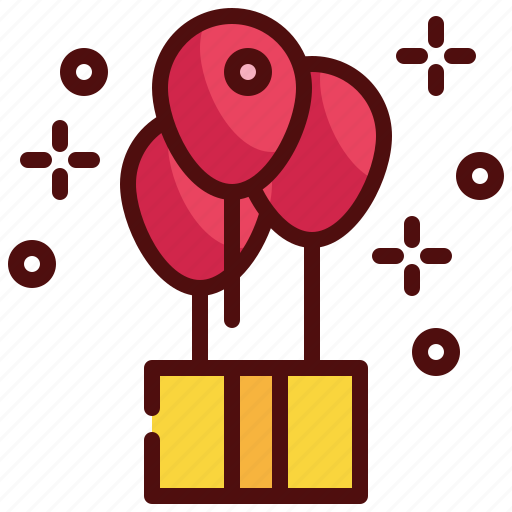 Gift, box, balloon, fly, party icon - Download on Iconfinder