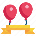 balloon, banner, party, happy