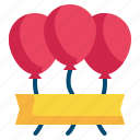 banner, group, balloon, fly, party