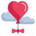 bow, balloon, flying, cloud, heart