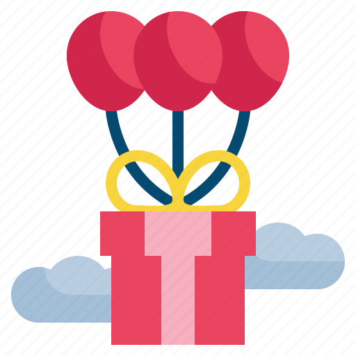 Gift, box, flying, balloon, cloud, happy icon - Download on Iconfinder