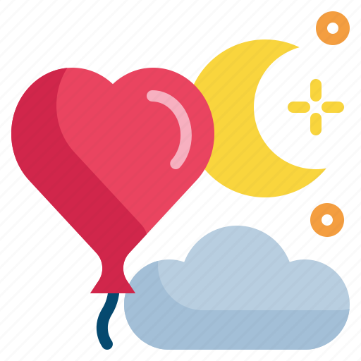 Moon, heart, balloon, flying, cloud icon - Download on Iconfinder